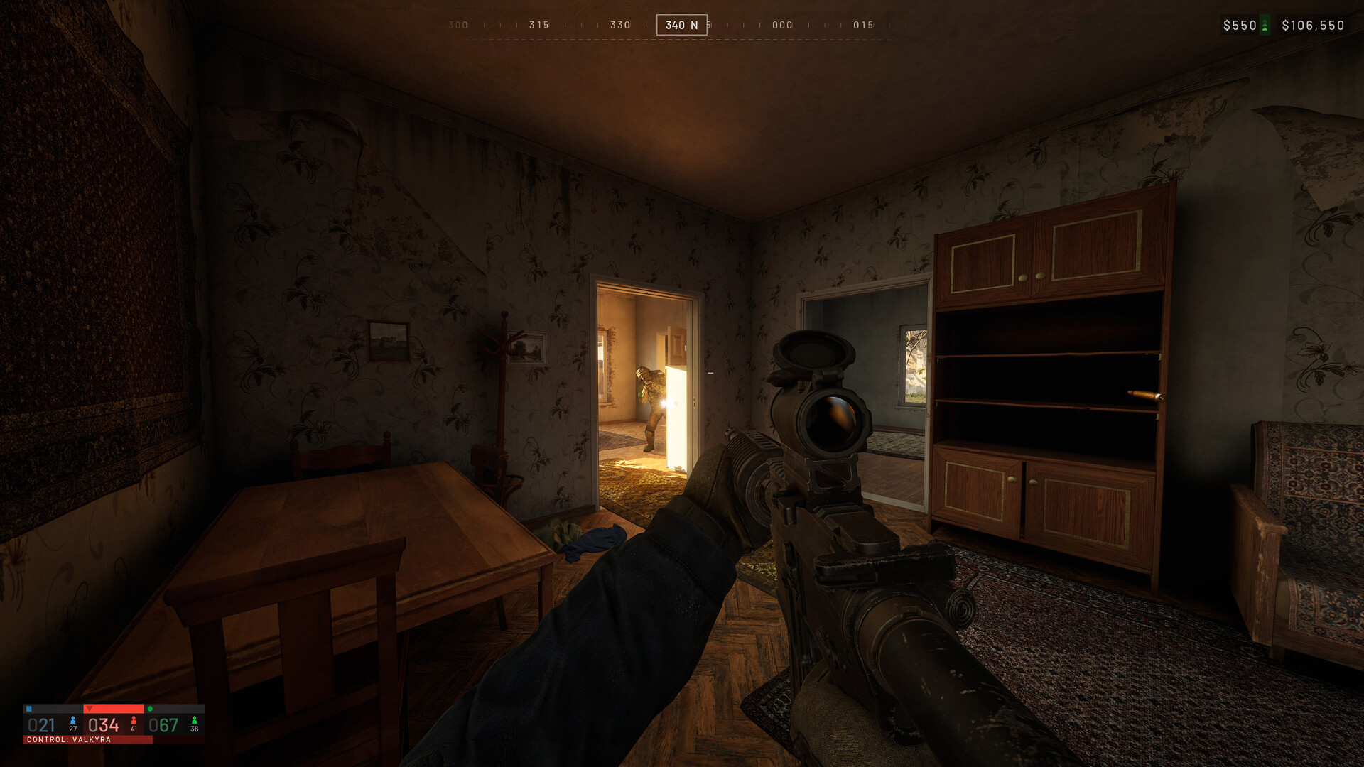 First-person view inside a house with the cash HUD in the top-right corner — the wallet these fixes protect
